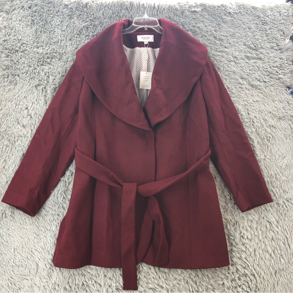 Haute Coat Womens 3XL Wool Blend Belt Tie NWT Jacket